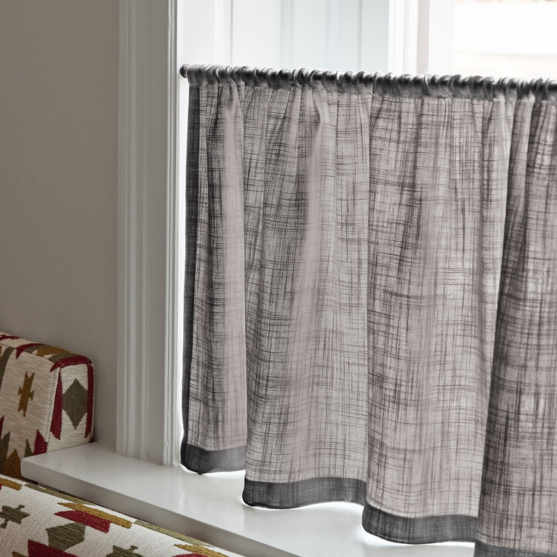 Linen Wave Ruffle Café Curtain - Grey