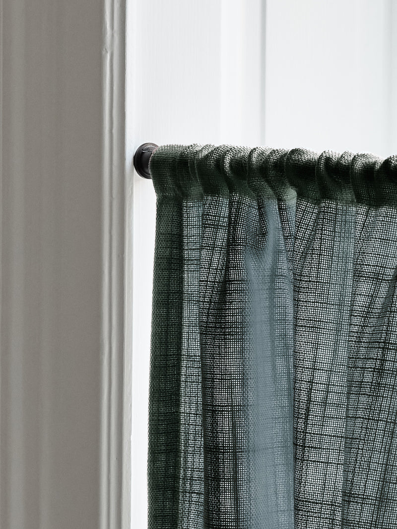 Linen Wave Ruffle Café Curtain - Petrol