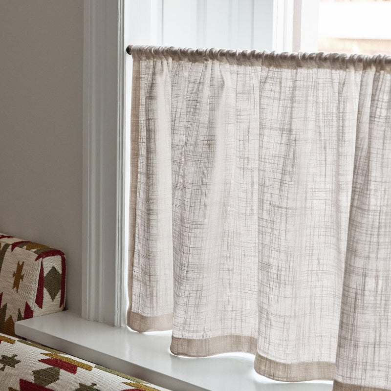 Linen Wave Ruffle Café Curtain - Sand