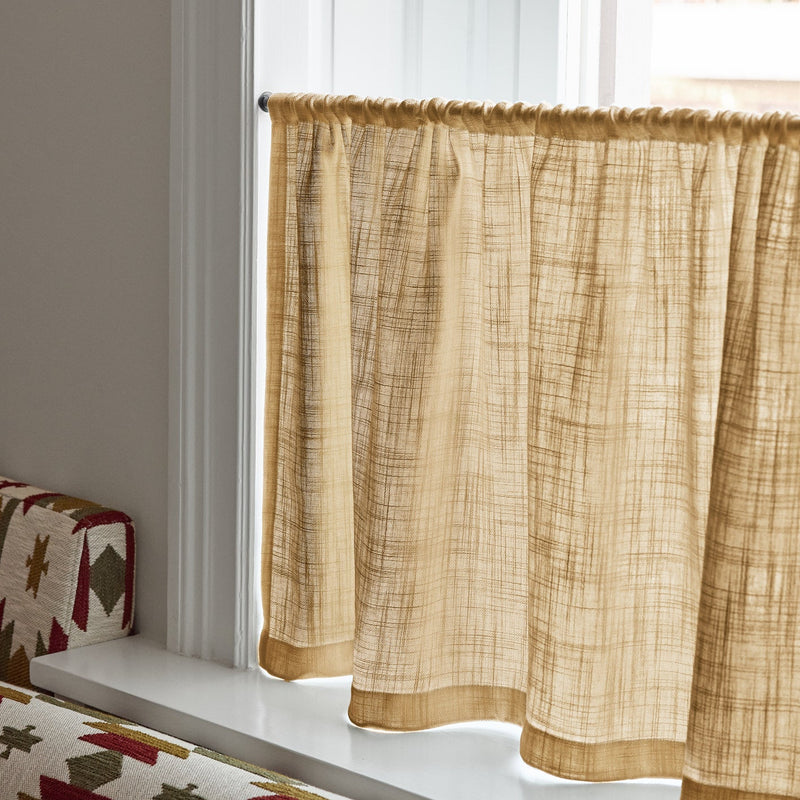 Linen Wave Ruffle Café Curtain - Mustard
