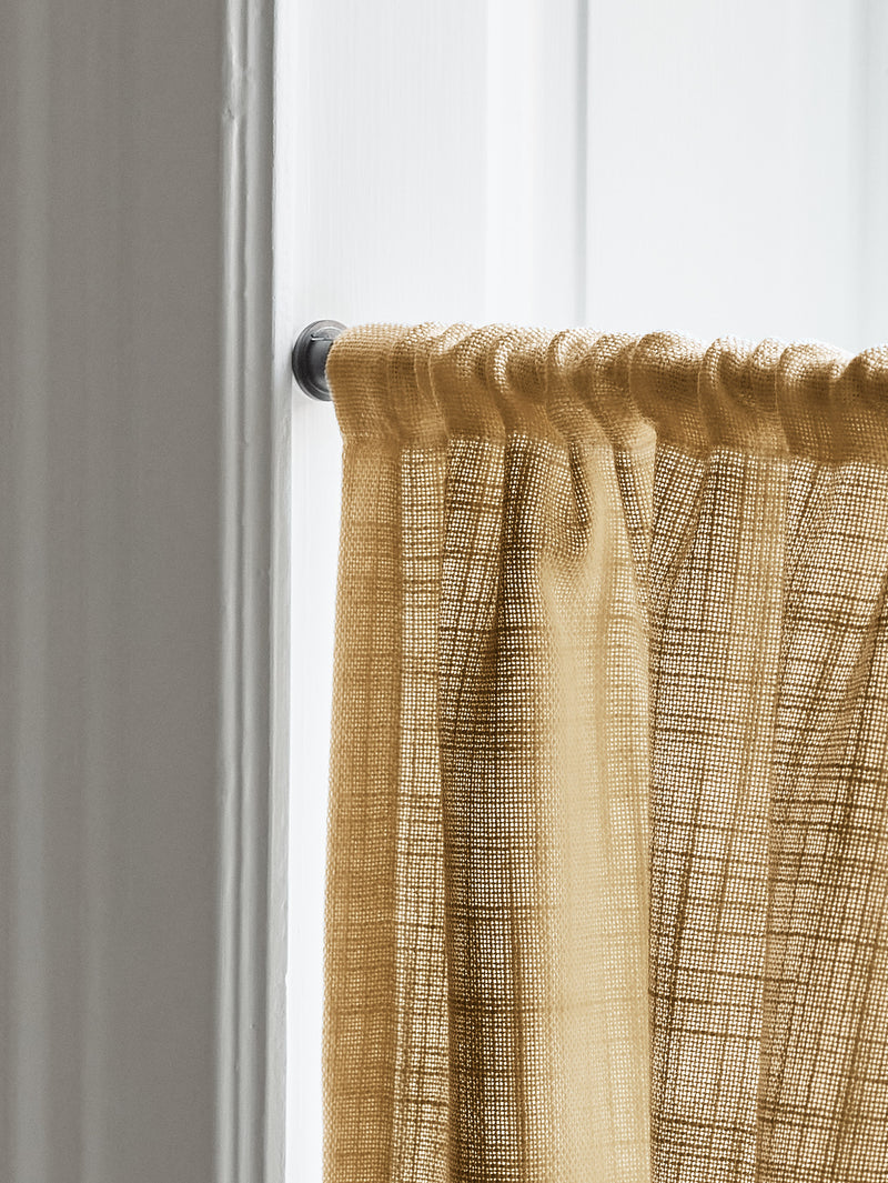 Linen Wave Ruffle Café Curtain - Mustard