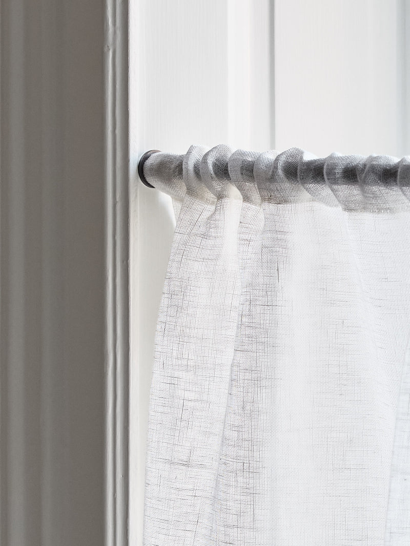 Sheer Linen Wave Ruffle Café Curtain - Pure White