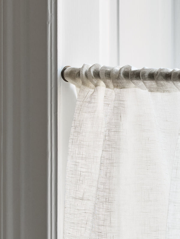 Sheer Linen Wave Ruffle Café Curtain - Off White