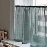 Sheer Linen Wave Ruffle Café Curtain - Petrol