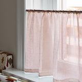 Sheer Linen Wave Ruffle Café Curtain - Pink