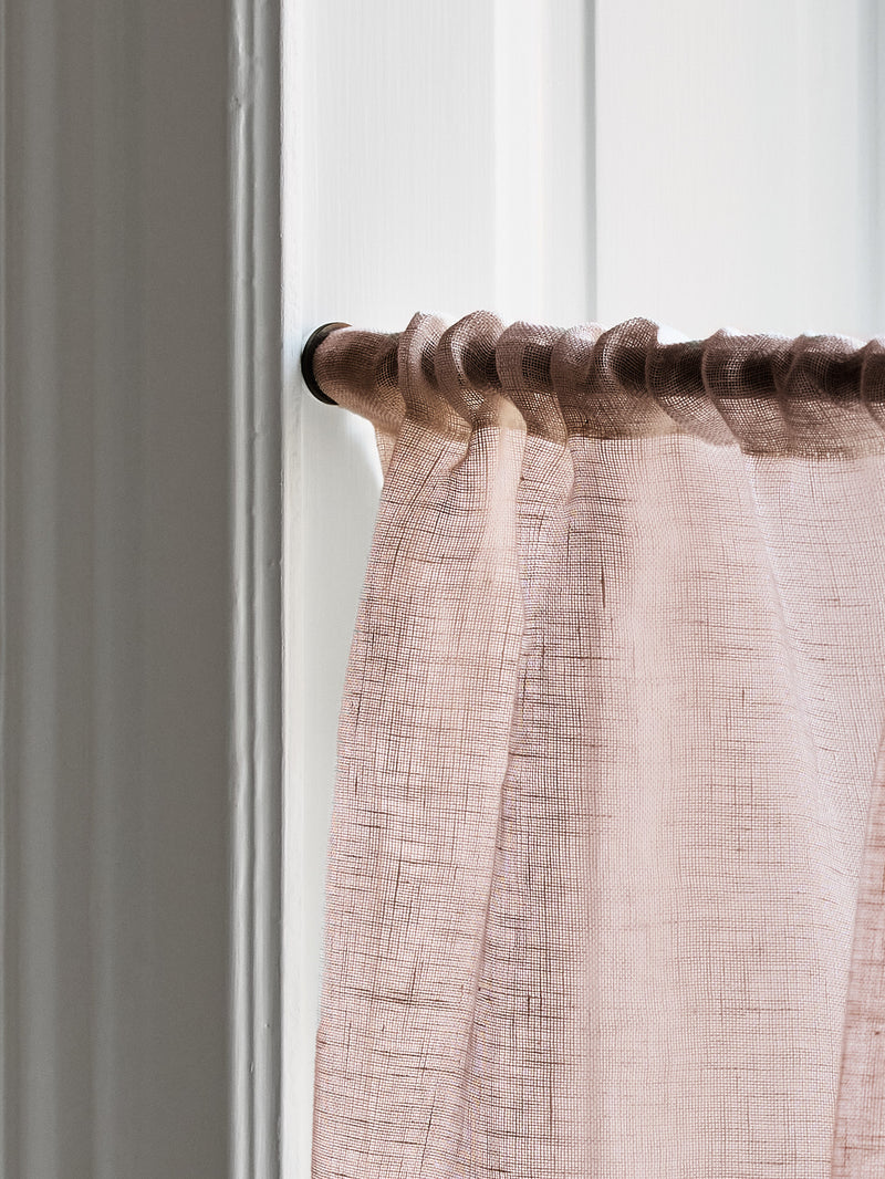 Sheer Linen Wave Ruffle Café Curtain - Pink