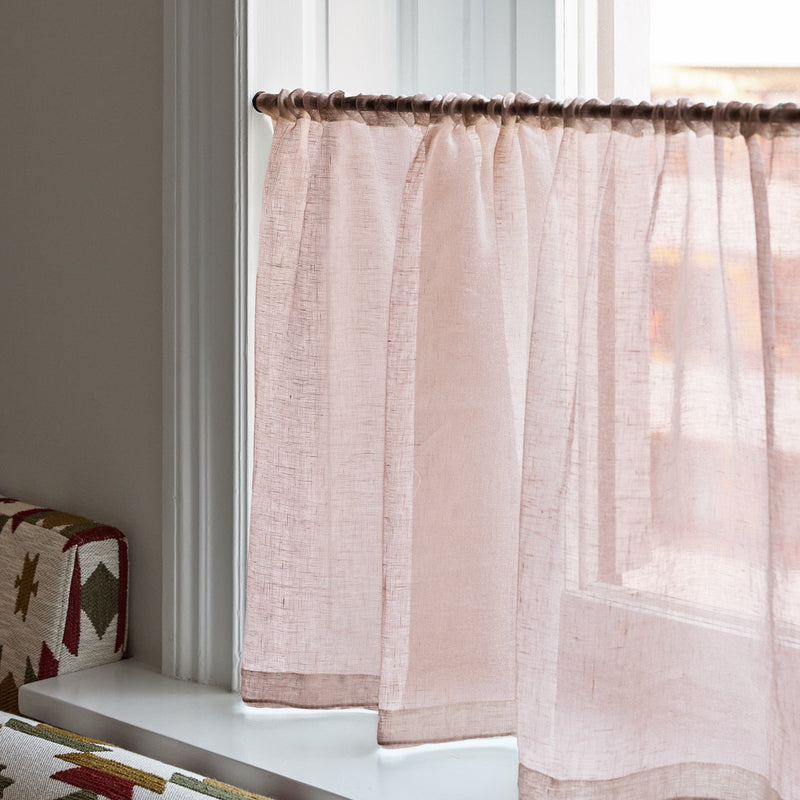 Sheer Linen Wave Ruffle Café Curtain - Pink