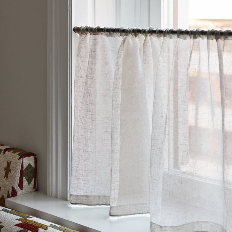 Sheer Linen wave ruffle café curtain - Sand