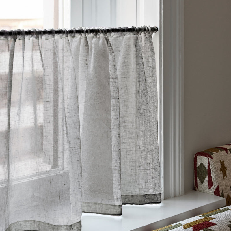 Sheer Linen Wave Ruffle Café Curtain - Grey