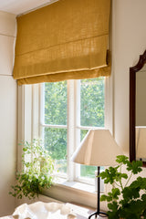 Sheer linen roman blind - mustard