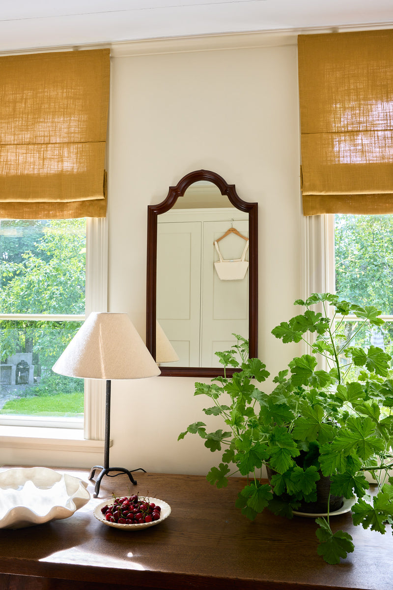 Sheer linen roman blind - mustard