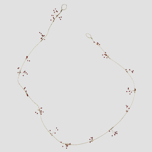 Krans bead garland in aged brass - red