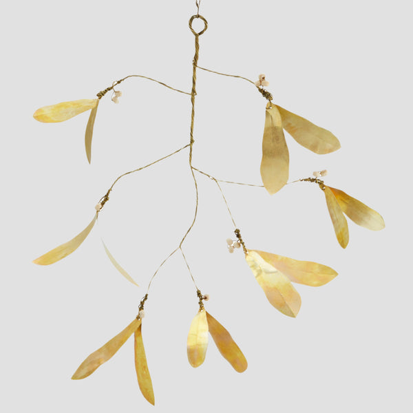 Mistletoe in brass with beads ornament - large