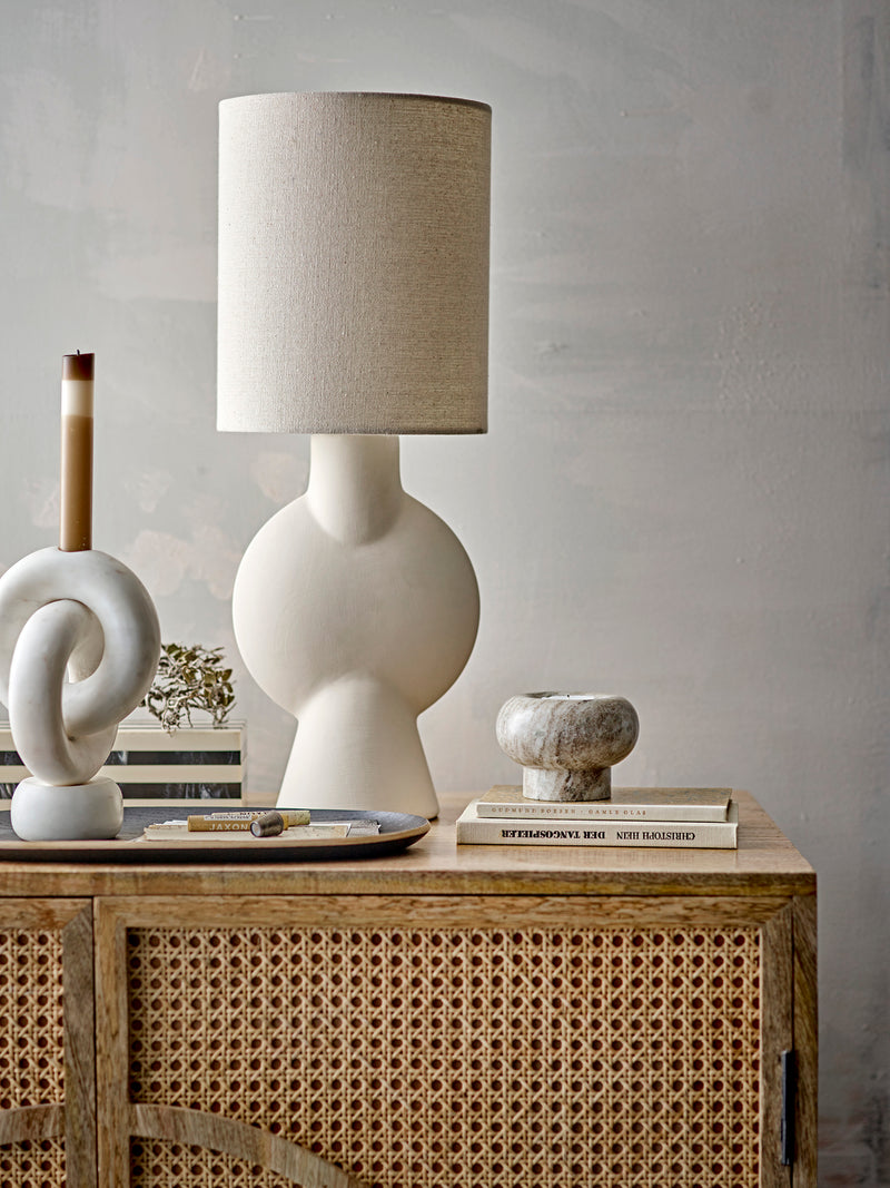 Sergio terracotta table lamp with linen lampshade