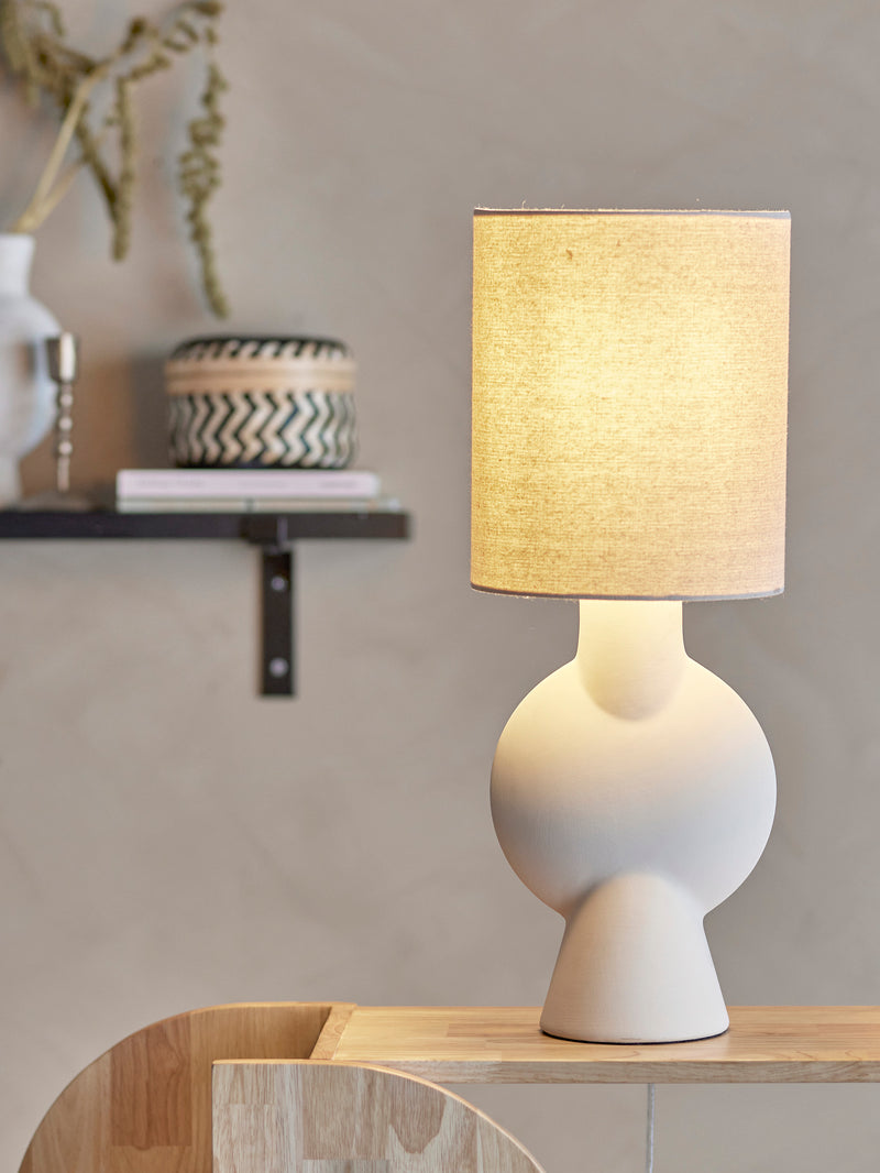 Sergio terracotta table lamp with linen lampshade