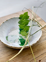 Mati green glazed stoneware serving bowl