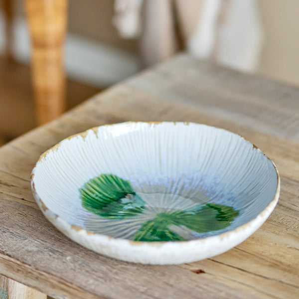 Mati green glazed stoneware serving bowl