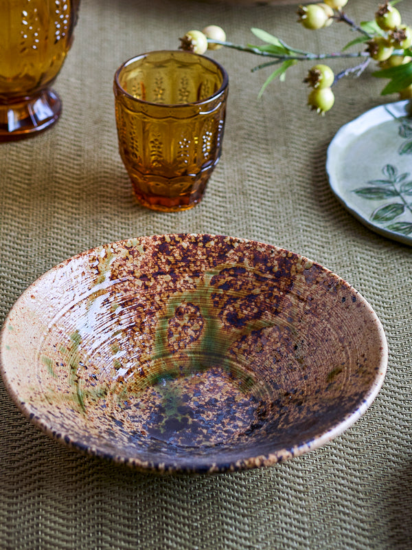 Larkin hand painted stoneware serving bowl