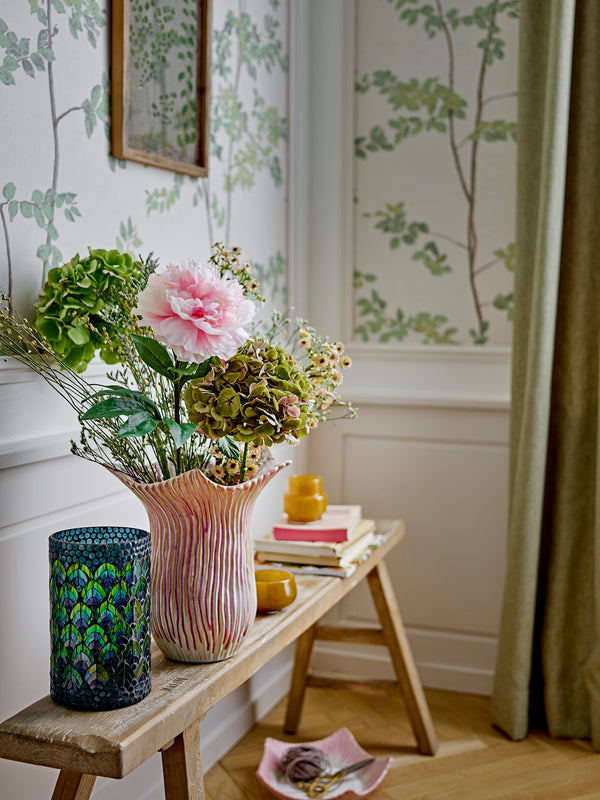 Floral large rose stonware vase