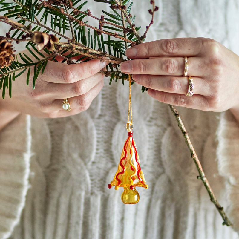 Cherlyn yellow glass tree ornament