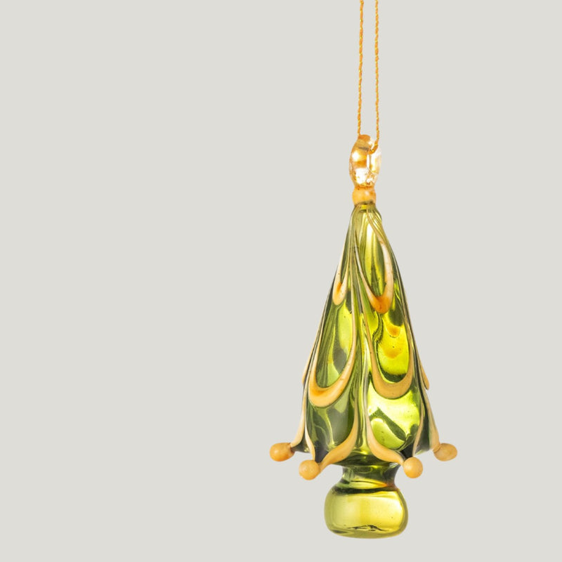 Cherlyn green glass tree ornament