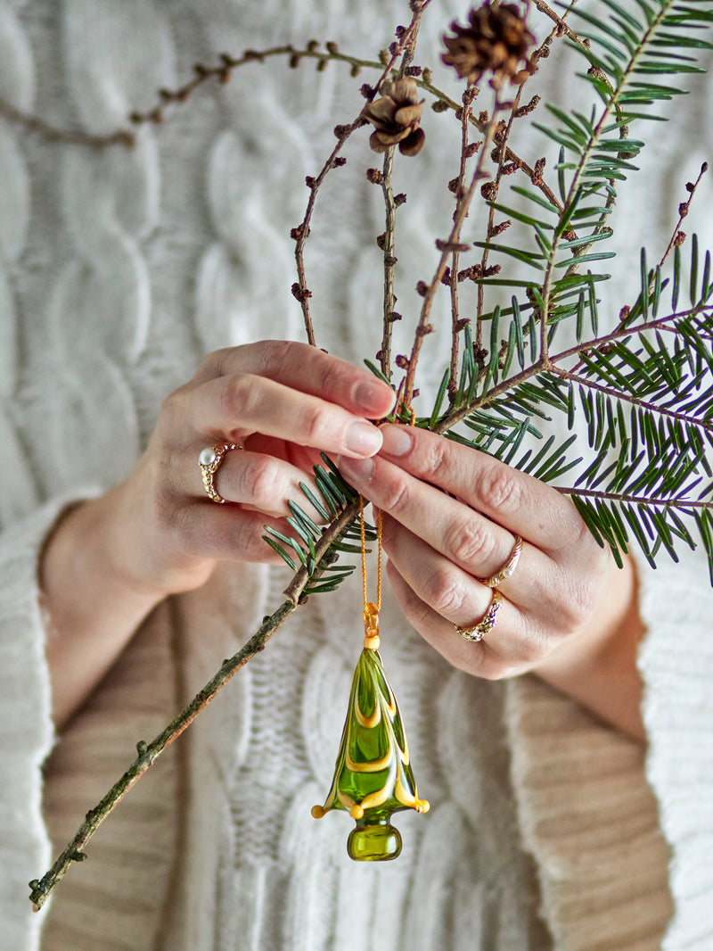 Cherlyn green glass tree ornament