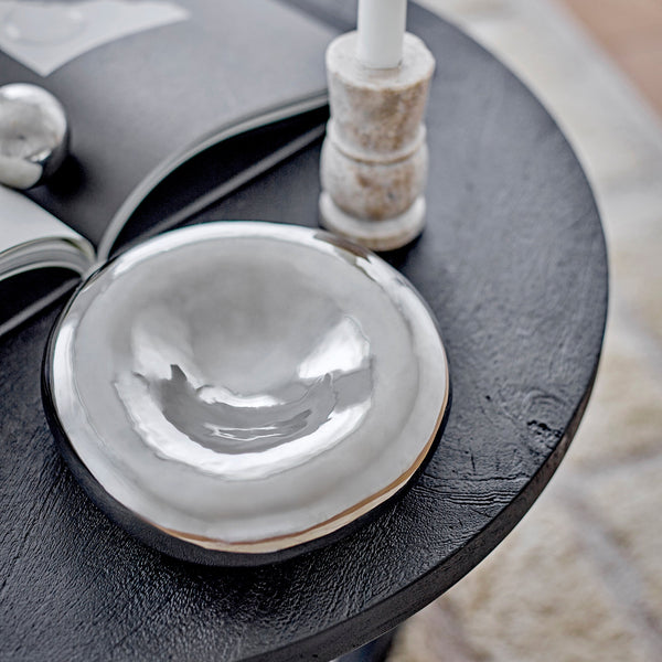 Shine stoneware bowl in chrome