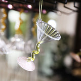 Cocktail glass tree ornament, yellow & pink