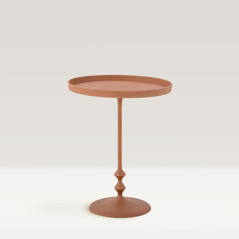 Anjou terracotta red metal side table