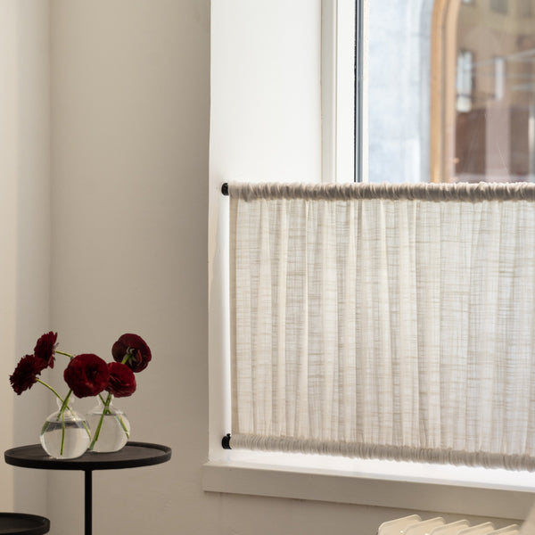 Linen café curtain, double pole - Sand