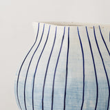 Ezra stoneware vase, stripe blue