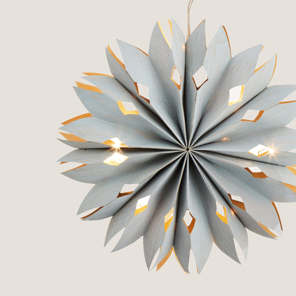 Frostig star ornament with LED light, powder blue