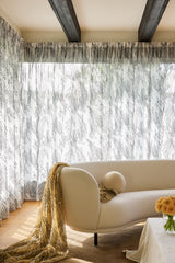 Embroidered Voile sheer curtain - White