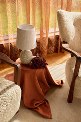 Embroidered Voile sheer curtain - Terracotta