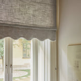 Scallop Edge Linen Roman Blind - Grey/Off-white