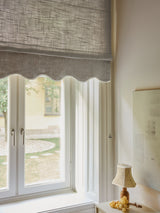 Scallop Edge Linen Roman Blind - Grey/Off-white