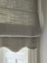 Scallop Edge Linen Roman Blind - Grey/Off-white