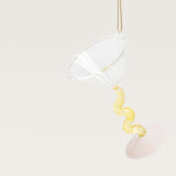 Cocktail glass tree ornament, yellow & pink