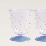 Dot water glass, pink & blue, set of 2