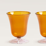 Stripe water glass, amber & pink, set of 2