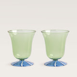 Stripe water glass, green & blue, set of 2