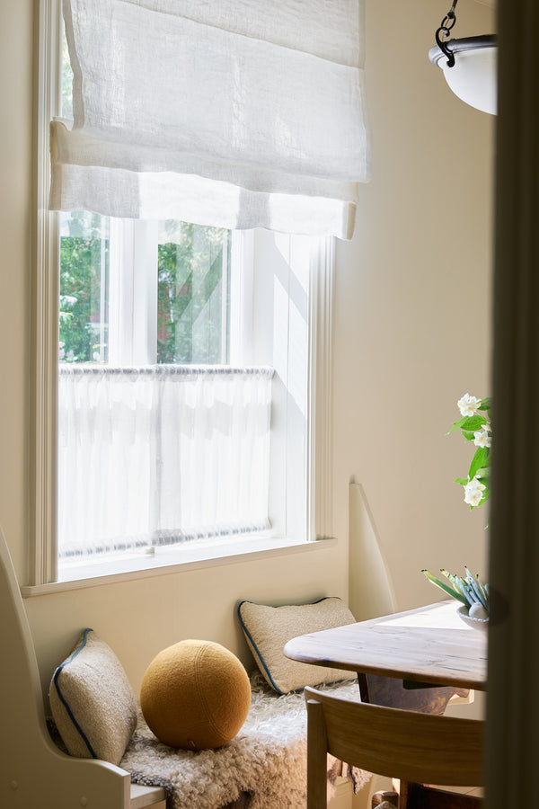 Sheer Linen café curtain, double pole - Sand