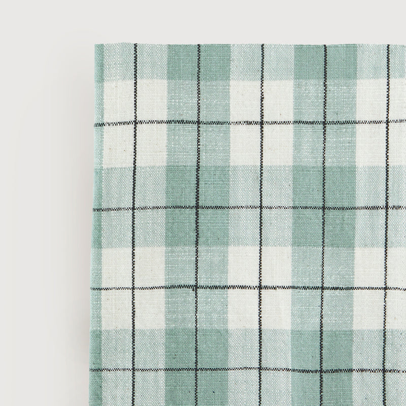 Lilla Check kitchen tea towel, pale green