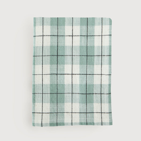 Lilla Check kitchen tea towel, pale green