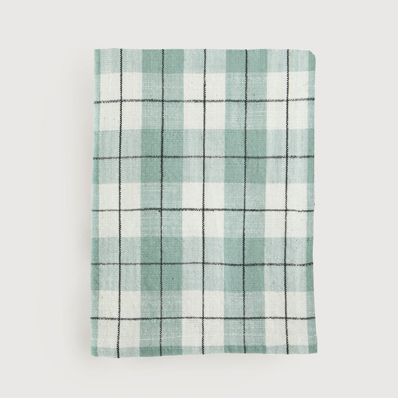 Lilla Check kitchen tea towel, pale green