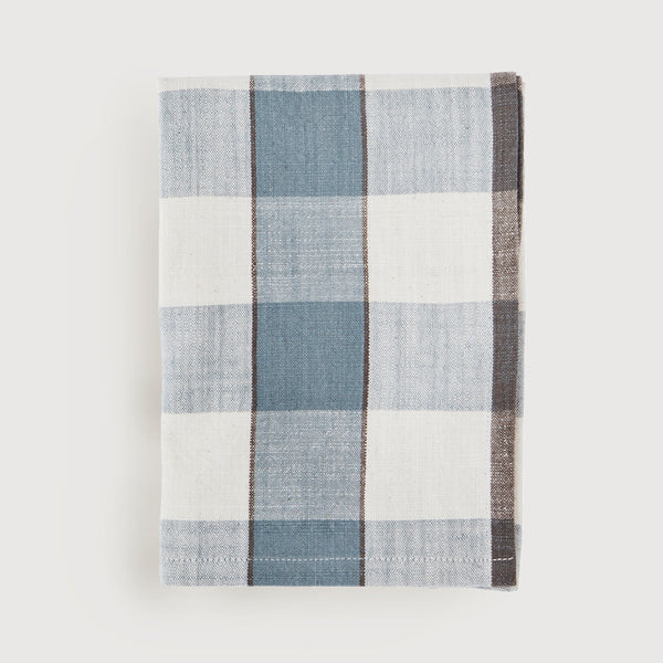 Lilla Check kitchen tea towel, Dusty blue