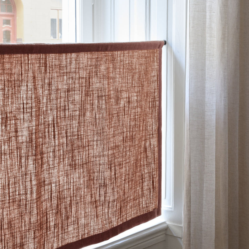 Linen café curtain - Terracotta