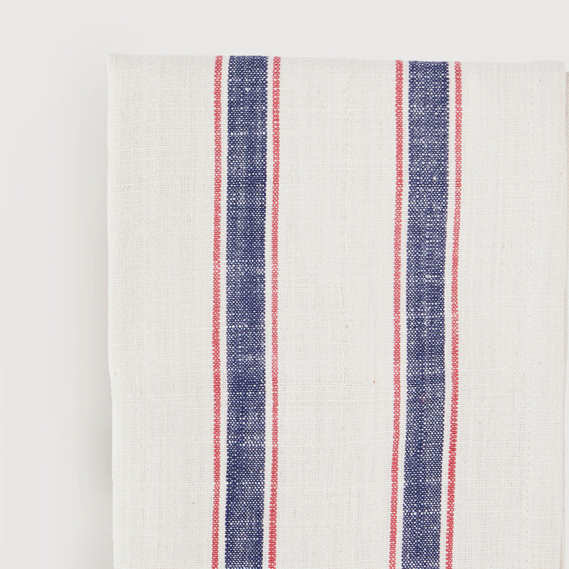 Linnea Stripe kitchen tea towel, blue and red