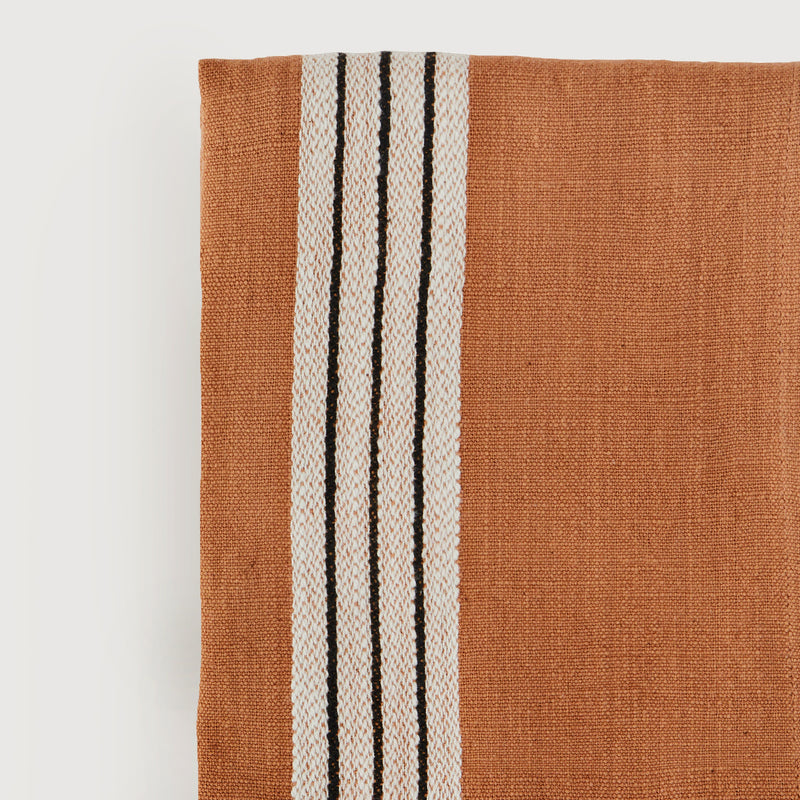 Linnea Stripe kitchen tea towel, burnt orange and black