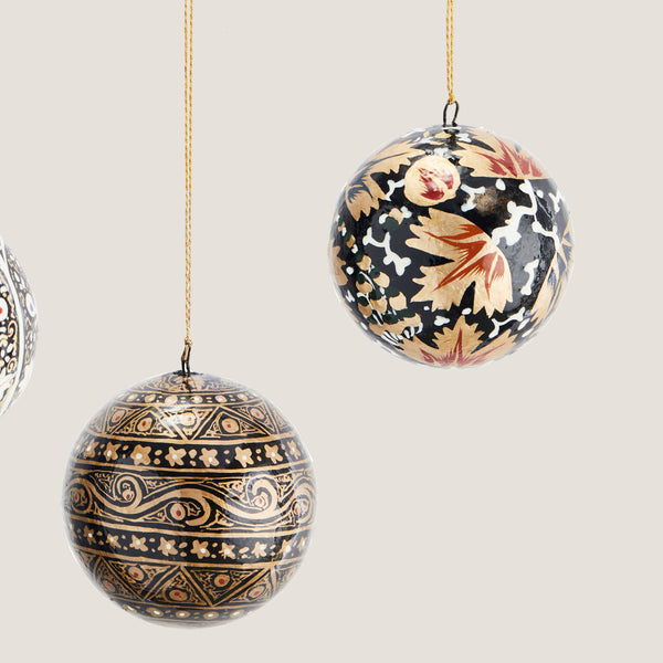 Lucia hand-painted multicoloured baubles - set of three (1 left)